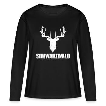 Schwarzwald Hirsch Reh Rentier Wald Rotwild - Frauen Premium Bio Langarmshirt - Schwarz - Vorne - Julia (174cm)