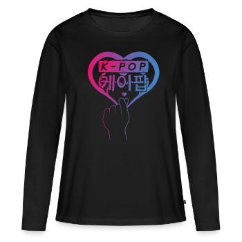 K-Pop Heart Love Pop Music Coréen Corée - T-shirt manches longues Premium bio Femme - noir - Devant - Julia (174cm)