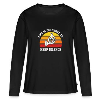 Horn Retro Concert Band Musicien de concert - T-shirt manches longues Premium bio Femme - noir - Devant - Julia (174cm)