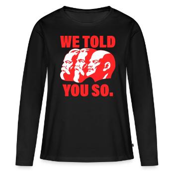 Marx, Engels et Lénine communiste Dicta - T-shirt manches longues Premium bio Femme - noir - Devant - Julia (174cm)