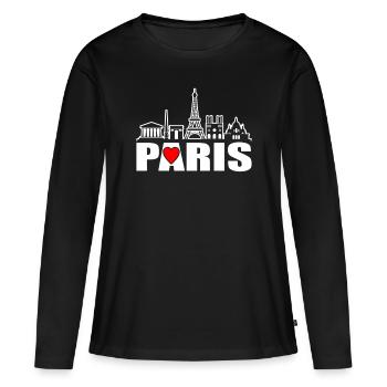 Paris - T-shirt manches longues Premium bio Femme - noir - Devant - Julia (174cm)