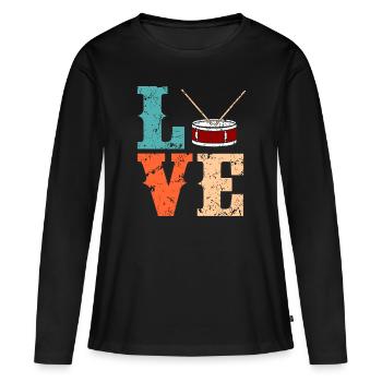 Tambours - T-shirt manches longues Premium bio Femme - noir - Devant - Julia (174cm)