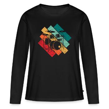 Tambours - T-shirt manches longues Premium bio Femme - noir - Devant - Julia (174cm)