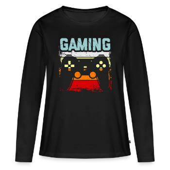 Jeux informatiques - T-shirt manches longues Premium bio Femme - noir - Devant - Julia (174cm)