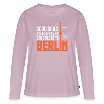 Berlin - T-shirt manches longues Premium bio Femme - rose poudré - Devant - Julia (174cm)