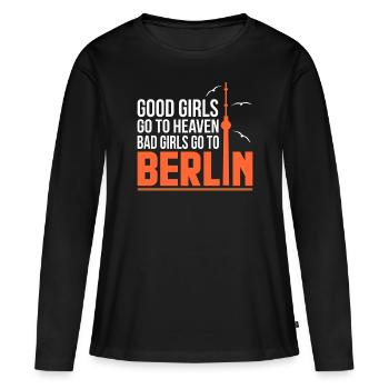 Berlin - T-shirt manches longues Premium bio Femme - noir - Devant - Julia (174cm)