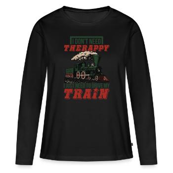 Railway locomotive steam locomotive conductor railroad workers - Women's Premium Organic Long Sleeve Shirt - black - Front - Julia (174cm)