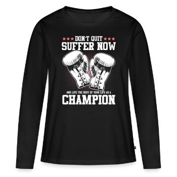 Gants de boxe - T-shirt manches longues Premium bio Femme - noir - Devant - Julia (174cm)