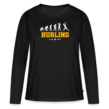 HURLING - Frauen Premium Bio Langarmshirt - Schwarz - Vorne - Julia (174cm)