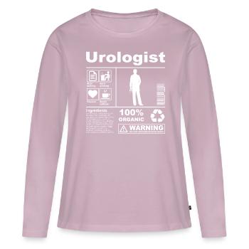 Description du produit Urologue - T-shirt manches longues Premium bio Femme - rose poudré - Devant - Julia (174cm)