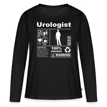 Description du produit Urologue - T-shirt manches longues Premium bio Femme - noir - Devant - Julia (174cm)