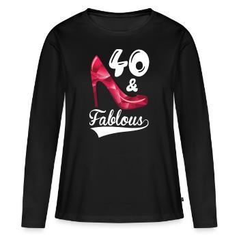 40 et fabuleux 40 anniversaire 40 ans - T-shirt manches longues Premium bio Femme - noir - Devant - Julia (174cm)
