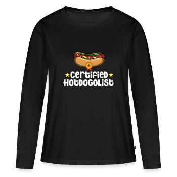 Hotdogolist Funny Hotdog Snack Sausage in Bread - Women's Premium Organic Long Sleeve Shirt - black - Front - Julia (174cm)