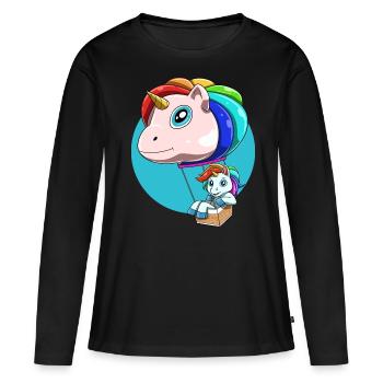 Funny hot air balloon as a unicorn - Women's Premium Organic Long Sleeve Shirt - black - Front - Julia (174cm)