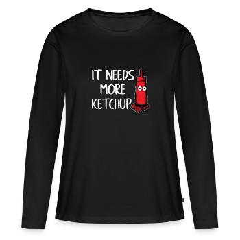 Ketchup sauce tomates frites - T-shirt manches longues Premium bio Femme - noir - Devant - Julia (174cm)