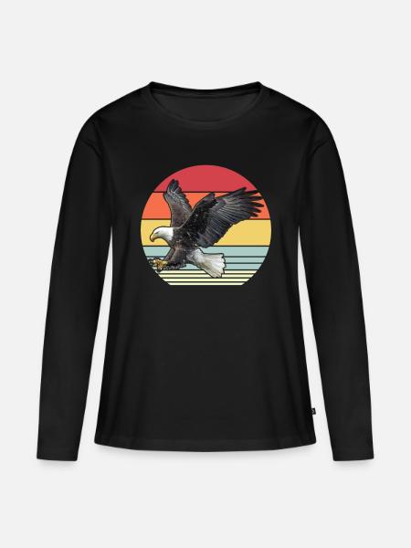 Adler Retro Vogelkunde Raubtiere - Frauen Premium Bio Langarmshirt - Schwarz