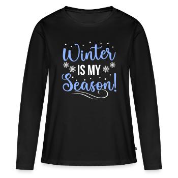 Neige - T-shirt manches longues Premium bio Femme - noir - Devant - Julia (174cm)