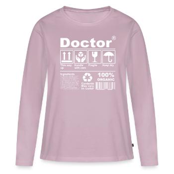 Doctor Product Description Shirt - T-shirt manches longues Premium bio Femme - rose poudré - Devant - Julia (174cm)