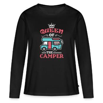 Womo Camper Queen Wohnmobil Camping - T-shirt manches longues Premium bio Femme - noir - Devant - Julia (174cm)