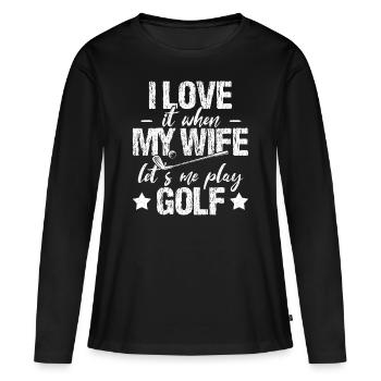 Golf Golfeur Golf Ball Golf Course Golf Club Caddy - T-shirt manches longues Premium bio Femme - noir - Devant - Julia (174cm)