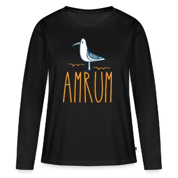 Amrum Möwe Moin mer des Wadden île - T-shirt manches longues Premium bio Femme - noir - Devant - Julia (174cm)