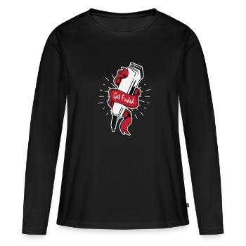 coiffeur coiffure coupe cheveux coupe-cheveux - T-shirt manches longues Premium bio Femme - noir - Devant - Julia (174cm)