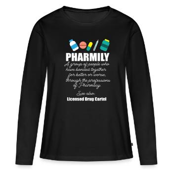 Pharma Médicaments Pharmily - T-shirt manches longues Premium bio Femme - noir - Devant - Julia (174cm)