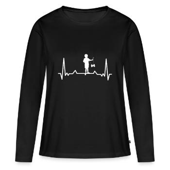 Diabolo jongler enfant de l’école rythme cardiaque sport - T-shirt manches longues Premium bio Femme - noir - Devant - Julia (174cm)