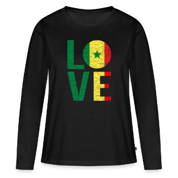 Sénégal - T-shirt manches longues Premium bio Femme - noir - Devant - Julia (174cm)