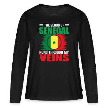 Sénégal - T-shirt manches longues Premium bio Femme - noir - Devant - Julia (174cm)