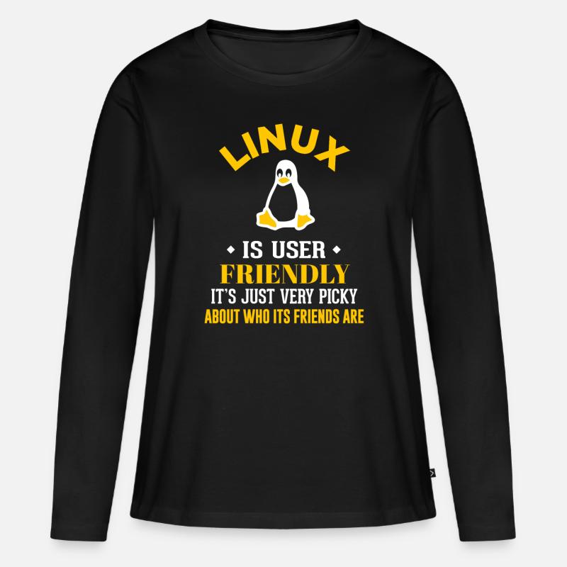 Linux Geek Coding Programmierer Nerd - Frauen Premium Bio Langarmshirt - Schwarz