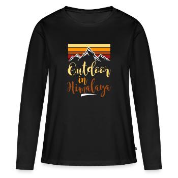 Montagnes de l’Himalaya Randonnée Tibet Népal - T-shirt manches longues Premium bio Femme - noir - Devant - Julia (174cm)