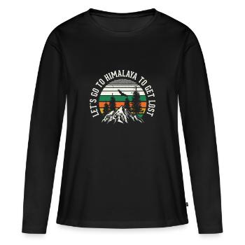 Himalaya Asien Everest Nepal - Frauen Premium Bio Langarmshirt - Schwarz - Vorne - Julia (174cm)