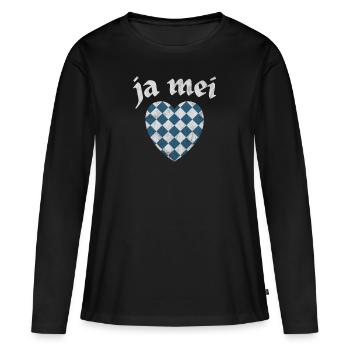 Ja Mei - Bayrisch Boarisch Bayern - Frauen Premium Bio Langarmshirt - Schwarz - Vorne - Julia (174cm)
