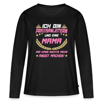 Praxisanleiterin und Mama - Frauen Premium Bio Langarmshirt - Schwarz - Vorne - Julia (174cm)