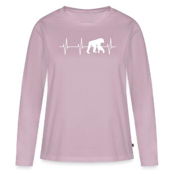Chimpanzee Heartbeat Tee - Frauen Premium Bio Langarmshirt - Altrosa - Vorne - Julia (174cm)