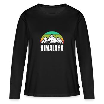 Himalaya Retro Montagnes Alpinistes - T-shirt manches longues Premium bio Femme - noir - Devant - Julia (174cm)