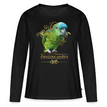 Amazone à front bleu - T-shirt manches longues Premium bio Femme - noir - Devant - Julia (174cm)