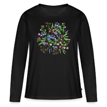 Prairie fleurie - T-shirt manches longues Premium bio Femme - noir - Devant - Julia (174cm)