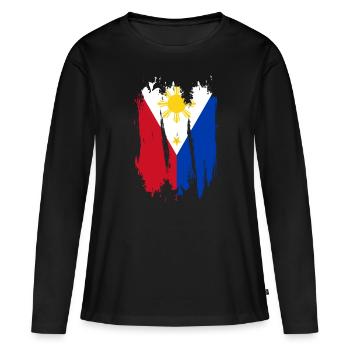 Philippines - T-shirt manches longues Premium bio Femme - noir - Devant - Julia (174cm)