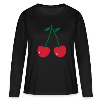 Cerise - T-shirt manches longues Premium bio Femme - noir - Devant - Julia (174cm)