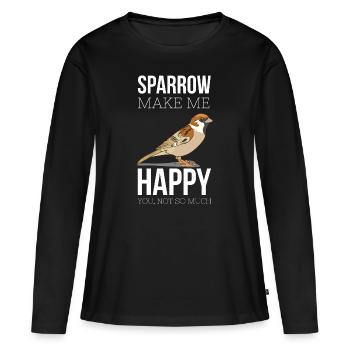 Oiseaux Oiseaux Oiseaux Oiseaux Oiseaux Moineaux - T-shirt manches longues Premium bio Femme - noir - Devant - Julia (174cm)