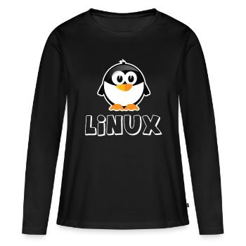 Linux Geek Penguin Lifestyle IT Geek - Women's Premium Organic Long Sleeve Shirt - black - Front - Julia (174cm)