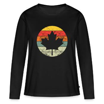 Canada Feuille d’érable Drapeau Amérique du Nord - T-shirt manches longues Premium bio Femme - noir - Devant - Julia (174cm)