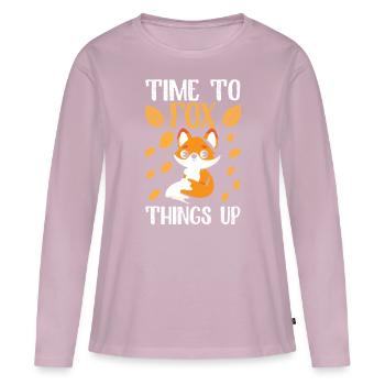 Renard - T-shirt manches longues Premium bio Femme - rose poudré - Devant - Julia (174cm)