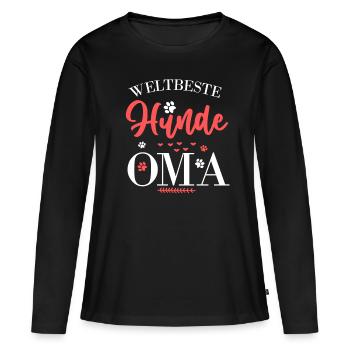 Weltbeste Hunde Oma Frauchen Hunde Spruch Geschenk - Frauen Premium Bio Langarmshirt - Schwarz - Vorne - Julia (174cm)