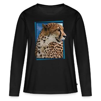 cheetah - Women's Premium Organic Long Sleeve Shirt - black - Front - Julia (174cm)