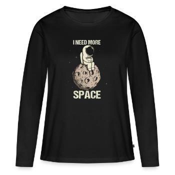 Astronaut Lune Need More Space Space - T-shirt manches longues Premium bio Femme - noir - Devant - Julia (174cm)