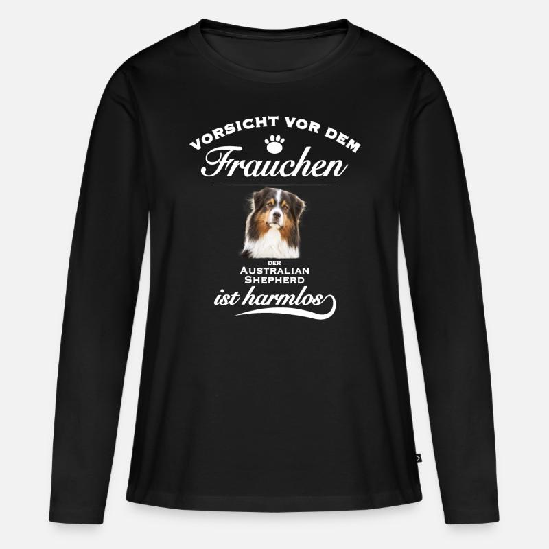 Aussie - Aussie Hund - Australian Shepherd - Frauen Premium Bio Langarmshirt - Schwarz