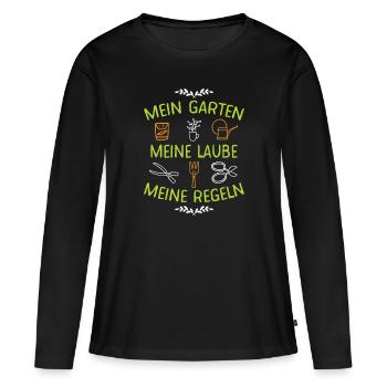 Mein Garten Meine Laube Meine Regeln Gärtner - Frauen Premium Bio Langarmshirt - Schwarz - Vorne - Julia (174cm)